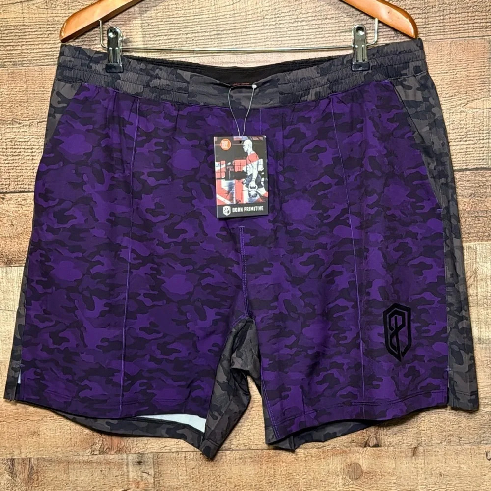 Born Primitive Training Shorts Purple Camo XXXL Athletic Active Training NWT